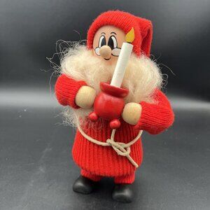 Original Tomte Ljungstroms 10" Swedish Wood Santa w/ Candle 9927 Gnome Christmas